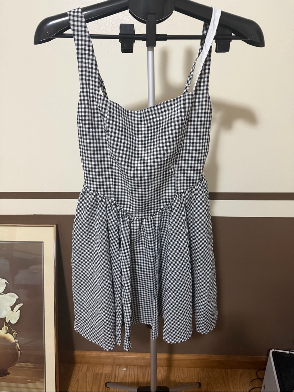 Elle Reign NWT Black and White Gingham Mini Dress with Square Neckline